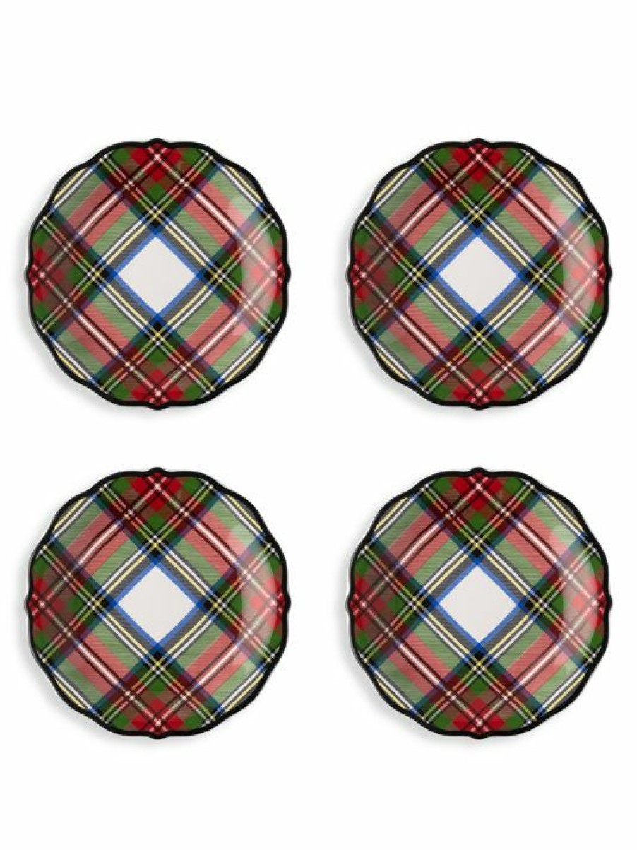 Holiday Juliska | Juliska Stewart Tartan 4-Piece Cocktail Plate Set