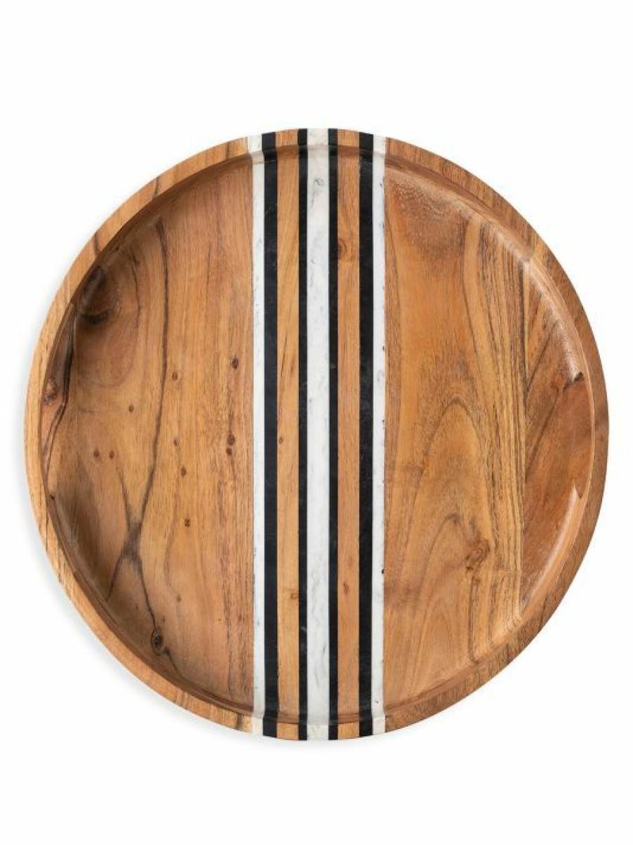 Dining & Entertaining Juliska | Juliska Stonewood Stripe Acacia Wood Round Tray