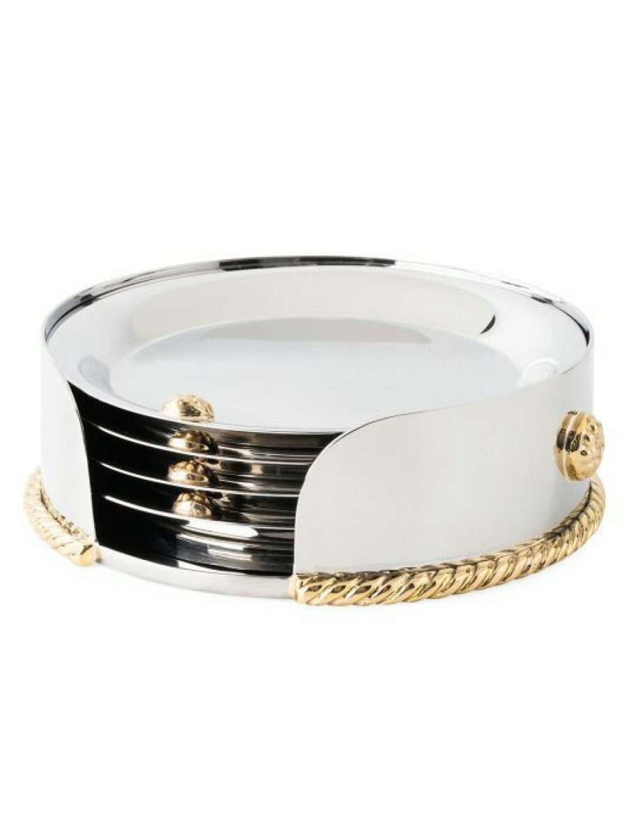 Dining & Entertaining Juliska | Juliska Periton Round Stainless Steel & Brass Bar Tray